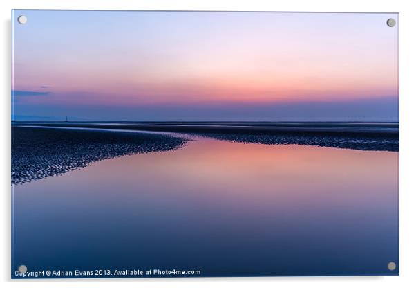 Rhyl Beach Sunset Wales  Acrylic by Adrian Evans