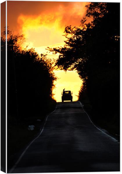 County Roads Sunset Canvas Print by Peter Lennon