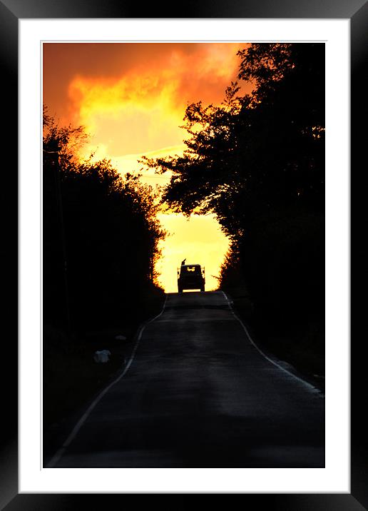 County Roads Sunset Framed Mounted Print by Peter Lennon
