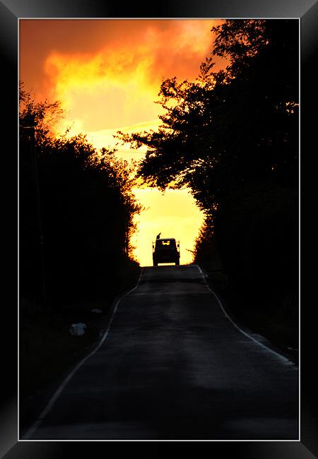 County Roads Sunset Framed Print by Peter Lennon