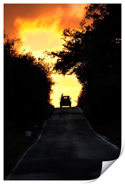 County Roads Sunset Print by Peter Lennon