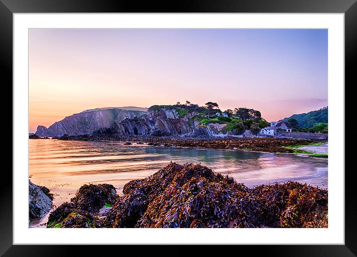 Lee Bay Sunrise Framed Mounted Print by Dave Wilkinson North Devon Ph