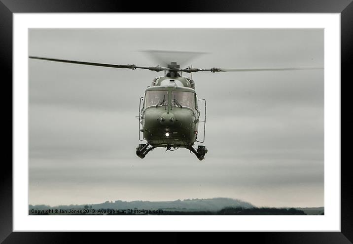 British Army Lynx Helicopter Framed Mounted Print by Ian Jones