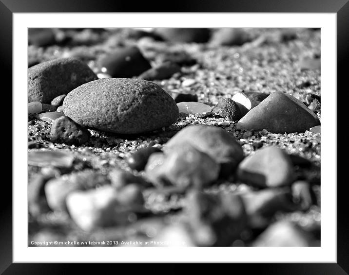 Simply Stones B/W Framed Mounted Print by michelle whitebrook