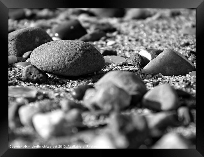 Simply Stones B/W Framed Print by michelle whitebrook