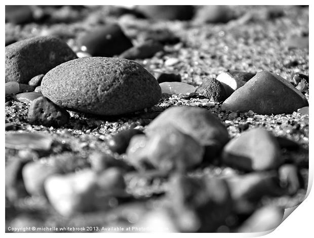 Simply Stones B/W Print by michelle whitebrook