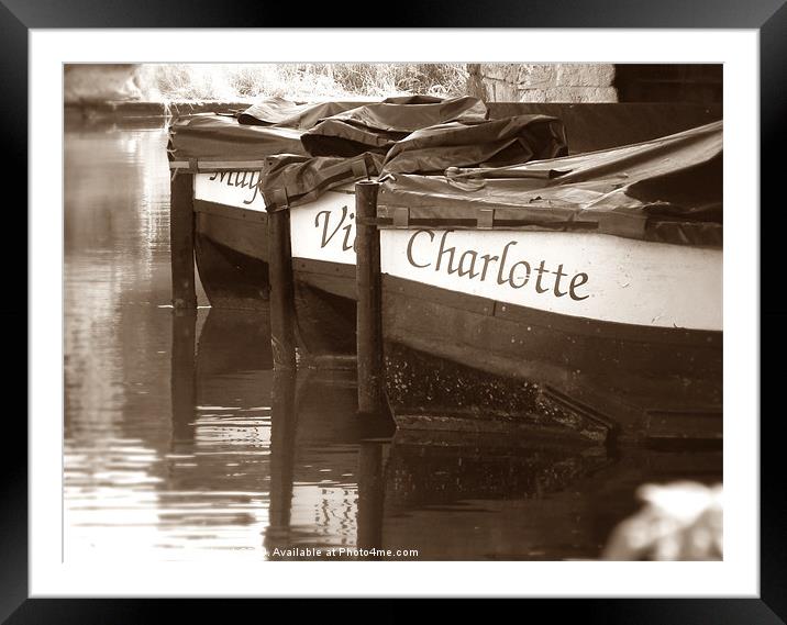 Boating Lake Sepia Framed Mounted Print by michelle whitebrook