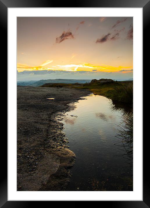 Puddle on Curbar Edge Framed Mounted Print by Jonathan Swetnam