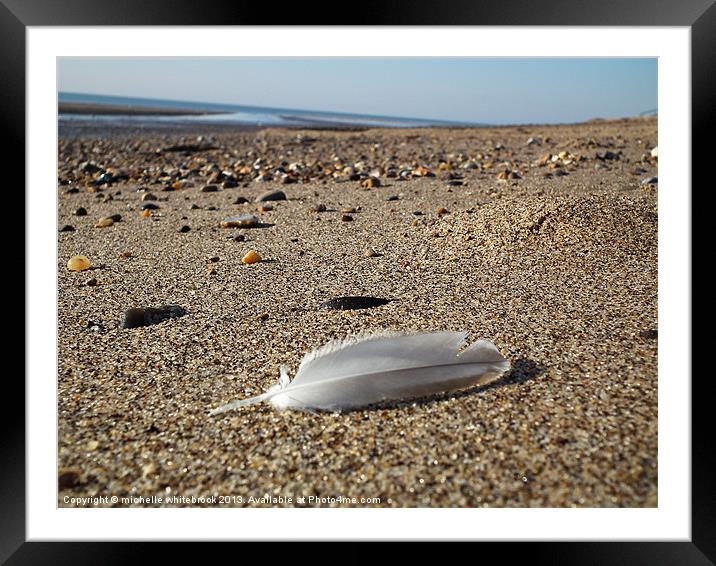 Lone Feather Framed Mounted Print by michelle whitebrook