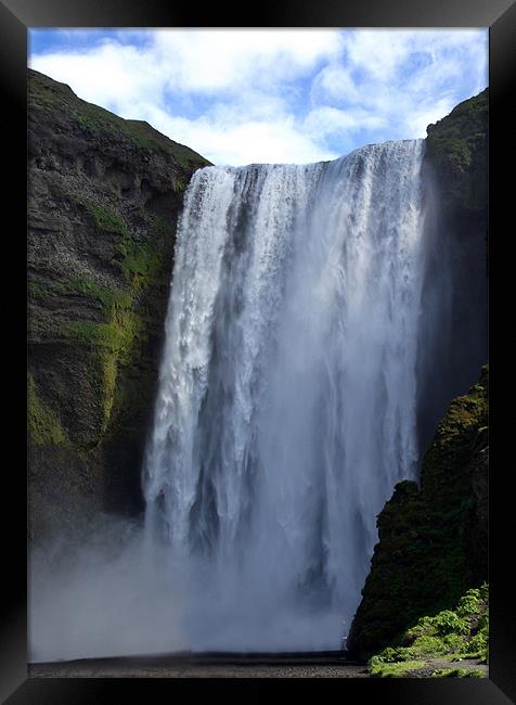 Skógafoss waterfall Iceland Framed Print by Kay Gorzko