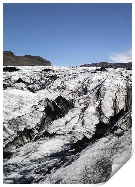 Volcanic ash on glacier. Print by Kay Gorzko