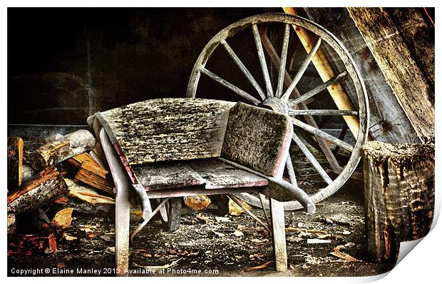 Old Wheelbarrow Print by Elaine Manley