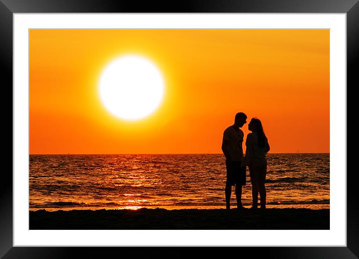 FLIRTING AT THE BEACHS SUNSET Framed Mounted Print by Ankor Light