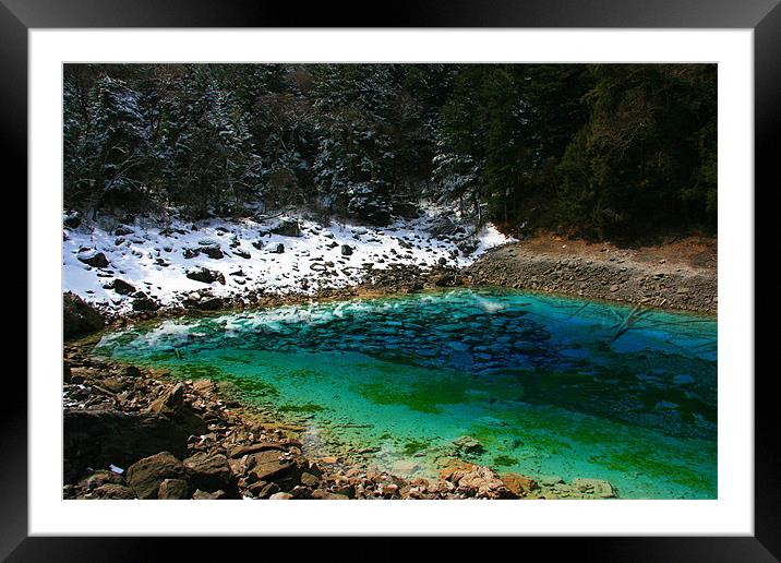 snow rock and water Framed Mounted Print by Richard Davidson