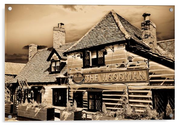 The Woodman Pub Acrylic by David Pyatt