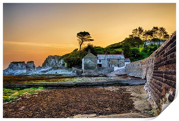 The Old Mill House Lee Bay. Print by Dave Wilkinson North Devon Ph