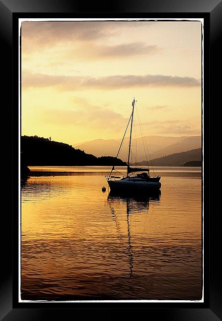 sunset on the lake Framed Print by jane dickie