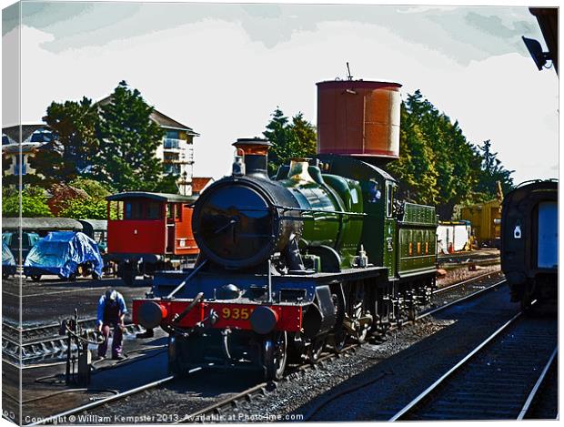 GWR Mogul class No 9351 Canvas Print by William Kempster