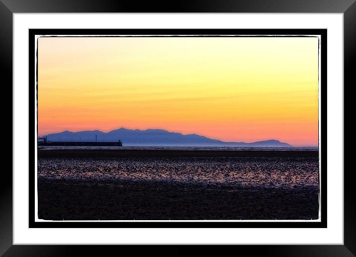 evening glow over Arran Framed Mounted Print by jane dickie