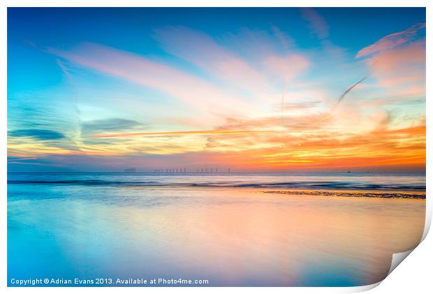 Seascape Sunset Print by Adrian Evans