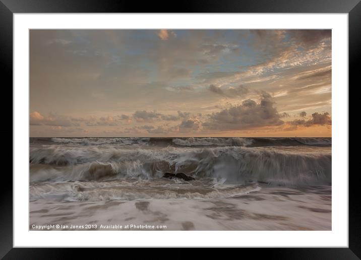 Sunset and waves Framed Mounted Print by Ian Jones