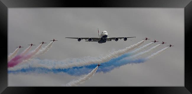 Airbus A380 Fly By Framed Print by J Biggadike