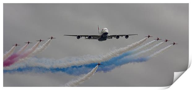 Airbus A380 Fly By Print by J Biggadike