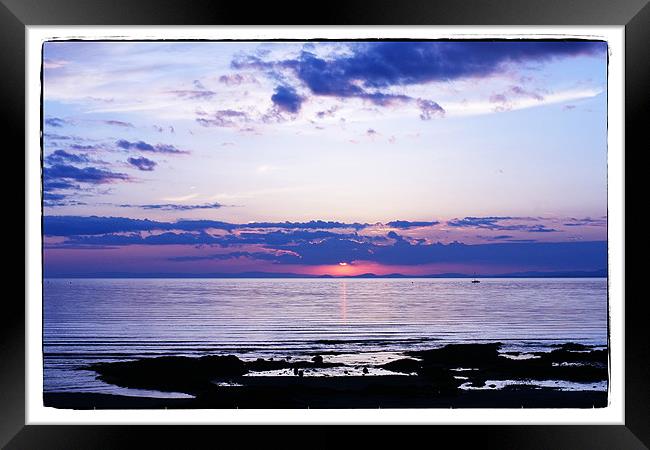 calm sea and sunset Framed Print by jane dickie