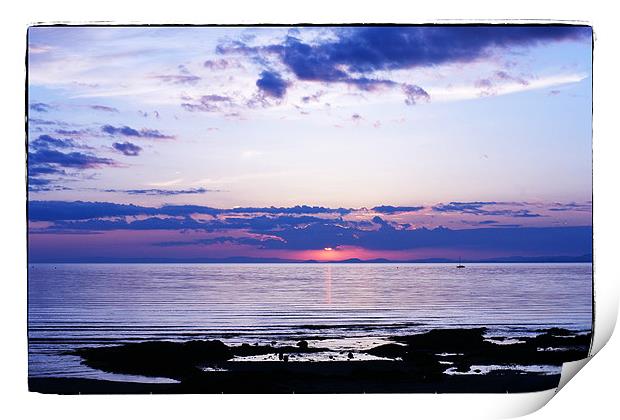 calm sea and sunset Print by jane dickie