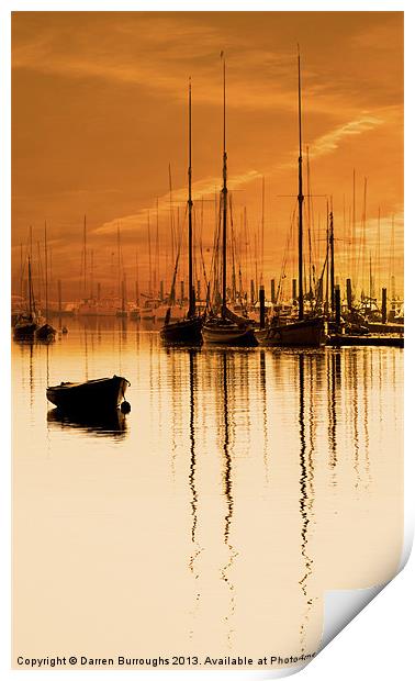 Tall Ships At Dawn Print by Darren Burroughs