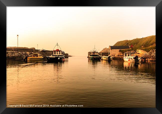 Evening in Ballintoy Harbour Framed Print by David McFarland