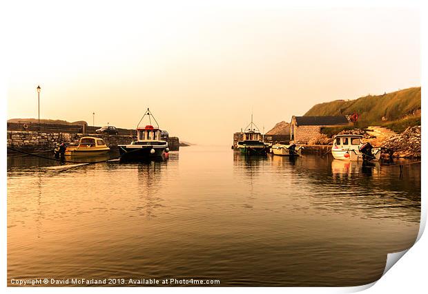 Evening in Ballintoy Harbour Print by David McFarland