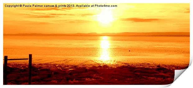 Sunset over the Severn Estuary Print by Paula Palmer canvas