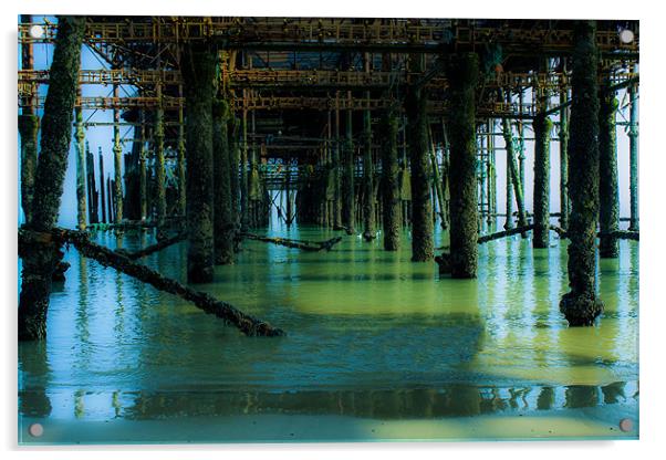 Under Hastings Pier Acrylic by Aneta Borecka