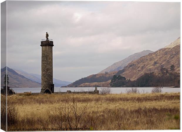  Glenfinnan  Loch Schiel -  Monument to the Jacobi Canvas Print by john hartley
