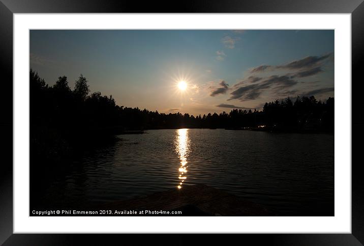 Sunset Lake Framed Mounted Print by Phil Emmerson