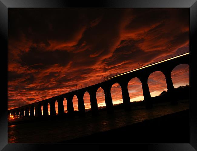 sunset bridge Framed Print by david reece
