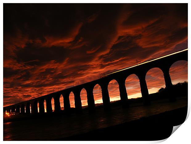 sunset bridge Print by david reece