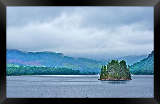 Capmpbell Lake in the Rain Framed Print by David Davies