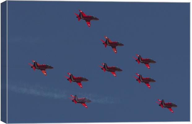 Red Arrows Lancaster Formation Canvas Print by J Biggadike