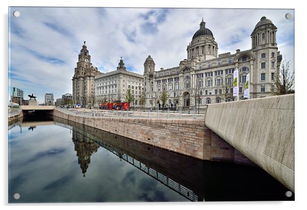 The Three Graces Liverpool Acrylic by Gary Kenyon