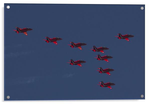 Red Arrows Vulcan Formation Acrylic by J Biggadike