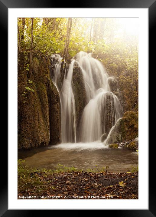 mystical waterfall Framed Mounted Print by Silvio Schoisswohl