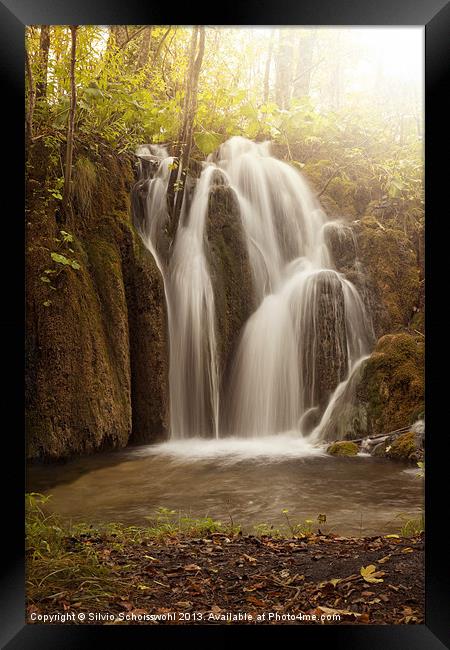 mystical waterfall Framed Print by Silvio Schoisswohl