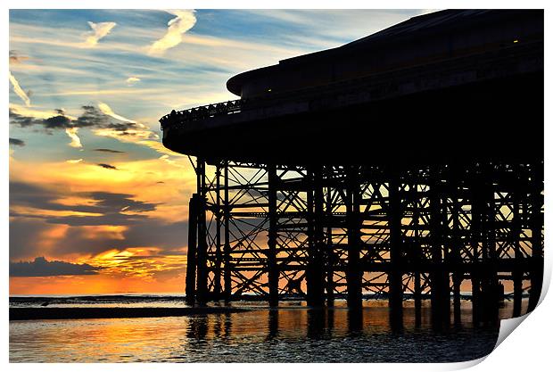Sunset at Central Pier Blackpool Print by Gary Kenyon