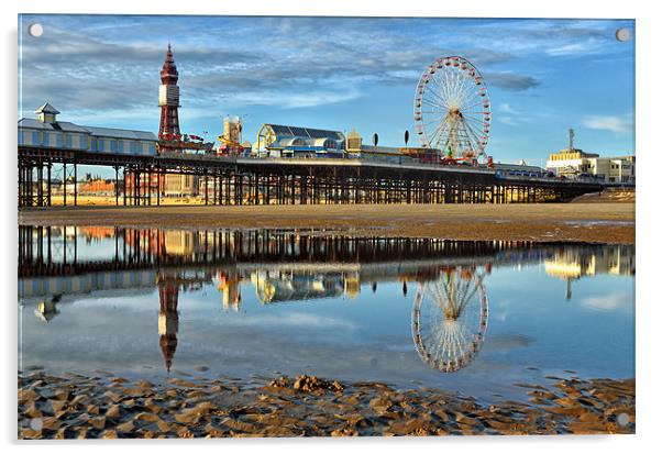 Blackpool Tower and Big Wheel Acrylic by Gary Kenyon