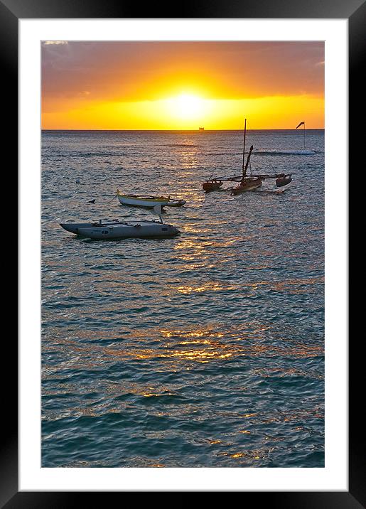 Waikiki Sunset Framed Mounted Print by David Davies