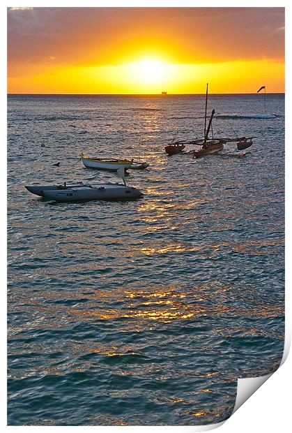 Waikiki Sunset Print by David Davies