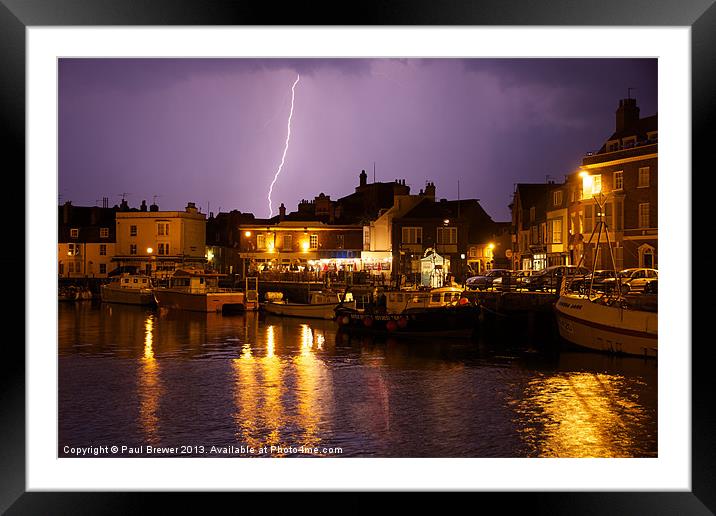 Lightning Weymouth Framed Mounted Print by Paul Brewer