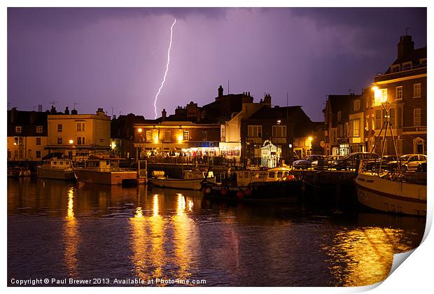 Lightning Weymouth Print by Paul Brewer